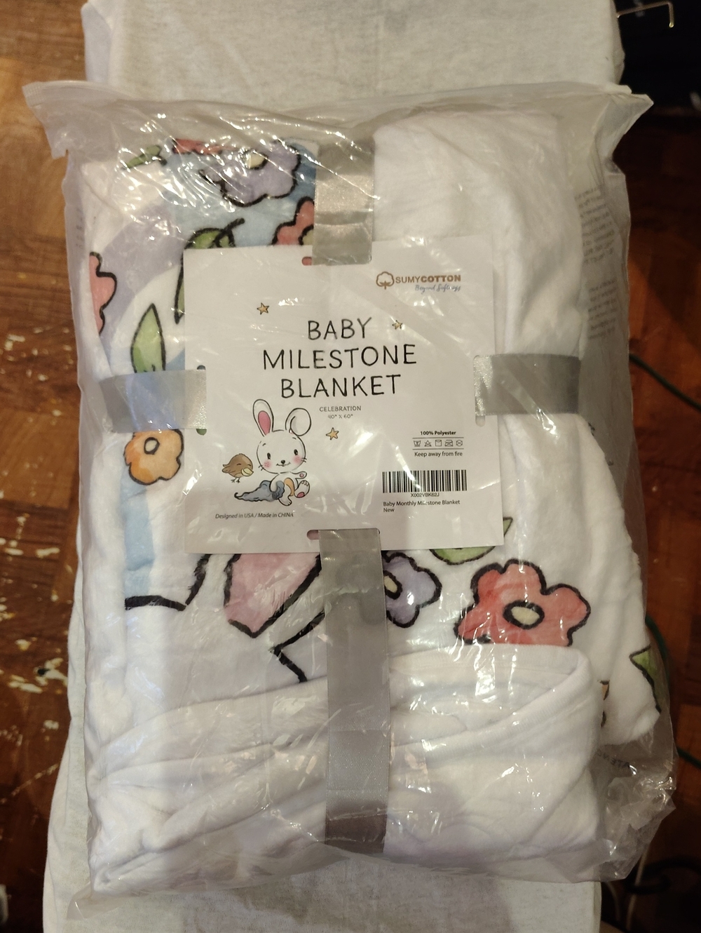 Baby Milestone Blanket - White Floral Print